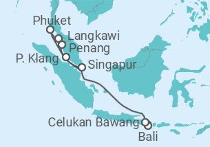 Reiseroute der Kreuzfahrt  Indonesien, Malaysia, Thailand Alles Inklusive - Celebrity Cruises