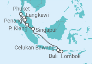 Reiseroute der Kreuzfahrt  Malaysia, Thailand Alles Inklusive - Celebrity Cruises