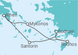 Reiseroute der Kreuzfahrt  Griechenland, Türkei - Virgin Voyages