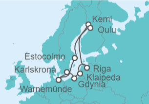 Reiseroute der Kreuzfahrt  Highlights der Nord- und Ostseeküste 2  Alles Inklusive - AIDA