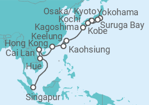 Reiseroute der Kreuzfahrt  Japan, Taiwan, Vietnam & Hongkong 2  Alles Inklusive - AIDA
