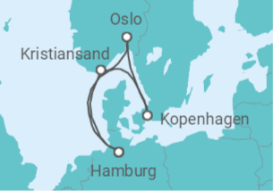 Reiseroute der Kreuzfahrt  Norwegen & Dänemark ab Hamburg  Alles Inklusive - AIDA