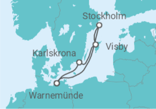 Reiseroute der Kreuzfahrt  Kurzreise nach Schweden ab Warnemünde  Alles Inklusive - mit Flug - AIDA
