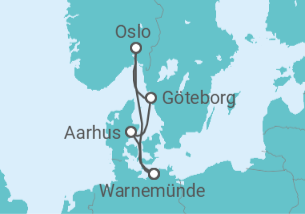 Reiseroute der Kreuzfahrt  Kurzreise nach Skandinavien ab Warnemünde  Alles Inklusive - AIDA