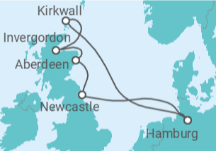 Reiseroute der Kreuzfahrt  Schottische Highlights ab Hamburg 1  Alles Inklusive - AIDA