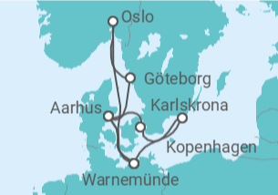 Reiseroute der Kreuzfahrt  Schweden & Dänemark ab Warnemünde 2  Alles Inklusive - AIDA
