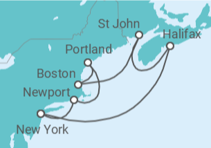 Reiseroute der Kreuzfahrt  Kanada & Indian Summer ab New York  Alles Inklusive - AIDA