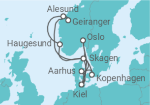 Reiseroute der Kreuzfahrt  Große Skandinavien-Reise ab Kiel  Alles Inklusive - mit Flug - AIDA