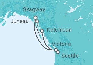 Reiseroute der Kreuzfahrt  ALASKA INSIDE PASSAGE & GLACIER - Carnival Cruise Line