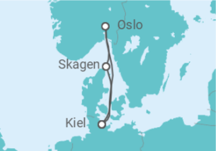 Reiseroute der Kreuzfahrt  Kurzreise nach Norwegen & Dänemark ab Kiel 1 - AIDA