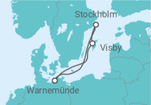 Reiseroute der Kreuzfahrt  Kurzreise nach Schweden ab Warnemünde 1 - AIDA