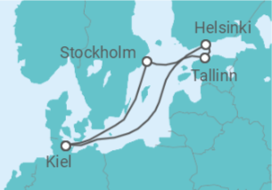 Reiseroute der Kreuzfahrt  7 Nächte - Metropolen der Ostsee - ab/bis Kiel - mit Flug - Mein Schiff