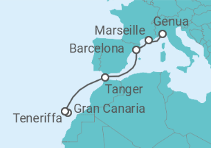 Reiseroute der Kreuzfahrt  Kanaren - Costa Kreuzfahrten