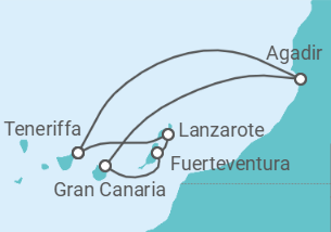 Reiseroute der Kreuzfahrt  Kanaren - Costa Kreuzfahrten