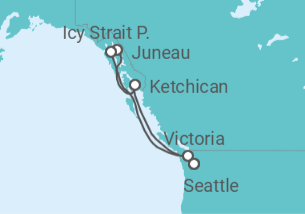 Reiseroute der Kreuzfahrt  Alaska - MSC Cruises