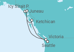 Reiseroute der Kreuzfahrt  Alaska Alles Inklusive - MSC Cruises