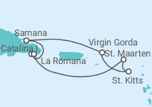 Reiseroute der Kreuzfahrt  Dominikanische Republik, Britische Jungferninseln, St. Kitts Und Nevis, Sint Maarten Alles Inklusive - MSC Cruises