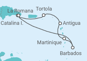 Reiseroute der Kreuzfahrt  Barbados, Martinique, Antigua Und Barbuda, Britische Jungferninseln Alles Inklusive - MSC Cruises