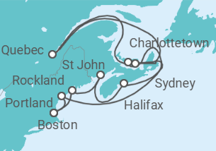Reiseroute der Kreuzfahrt  Kanada - Celebrity Cruises