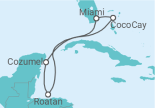 Reiseroute der Kreuzfahrt  Honduras, Mexiko - Royal Caribbean