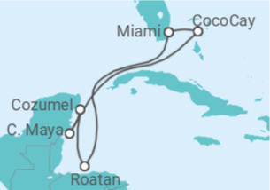 Reiseroute der Kreuzfahrt  Honduras, Mexiko - Royal Caribbean