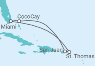 Reiseroute der Kreuzfahrt  Puerto Rico, Amerikanische Jungferninseln - Royal Caribbean