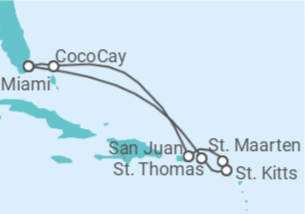 Reiseroute der Kreuzfahrt  Amerikanische Jungferninseln, St. Kitts Und Nevis, Sint Maarten, Puerto Rico - Royal Caribbean