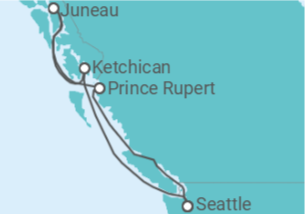 Reiseroute der Kreuzfahrt  Alaska - Virgin Voyages