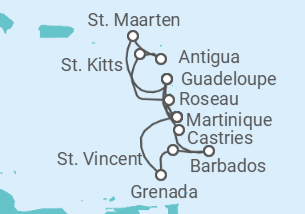 Reiseroute der Kreuzfahrt  15 Tage Ostkaribik   Alles Inklusive - mit Flug - MSC Cruises