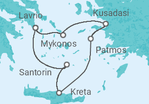 Reiseroute der Kreuzfahrt  Kurzreise Griechenland - Celestyal Cruises