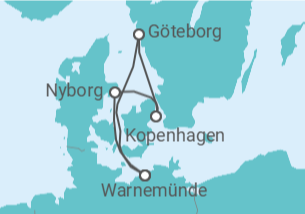 Reiseroute der Kreuzfahrt  Kurzreise nach Skandinavien ab Warnemünde - AIDA