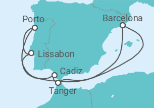 Reiseroute der Kreuzfahrt  Portugal, Spanien, Marokko Alles Inklusive - mit flug - Celebrity Cruises