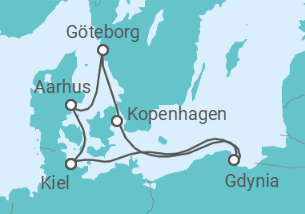 Reiseroute der Kreuzfahrt  Schweden, Polen & Dänemark ab Kiel - AIDA