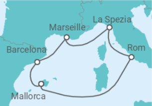 Reiseroute der Kreuzfahrt  Perlen am Mittelmeer ab Mallorca - AIDA