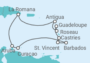Reiseroute der Kreuzfahrt  Karibische Inseln ab Dominikanische Republik - AIDA