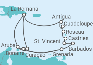 Reiseroute der Kreuzfahrt  Karibische Insel-Rundreise - AIDA
