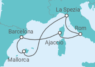 Reiseroute der Kreuzfahrt  Mediterrane Schätze mit Korsika ab Mallorca - TI - AIDA