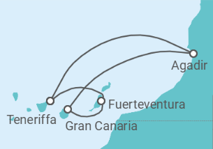 Reiseroute der Kreuzfahrt  Kanaren - Costa Kreuzfahrten