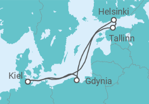 Reiseroute der Kreuzfahrt  7 Nächte - Schönheiten der Ostsee - ab/bis Kiel - Mein Schiff