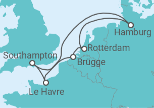 Reiseroute der Kreuzfahrt  7 Nächte - Westeuropas Vielfalt - ab/bis Hamburg - Mein Schiff