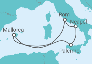 Reiseroute der Kreuzfahrt  7 Nächte - La dolce vita - ab/bis Palma - Mein Schiff