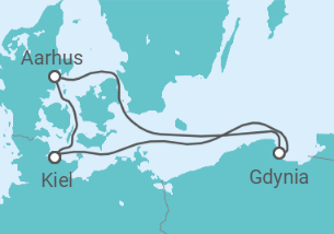 Reiseroute der Kreuzfahrt  5 Nächte - Küstenträume der Ostsee & Aarhus entdecken - ab/bis Kiel - Mein Schiff
