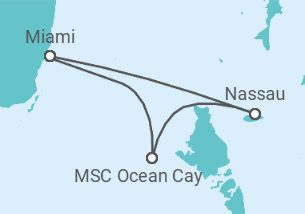 Reiseroute der Kreuzfahrt  Bahamas, USA - MSC Cruises