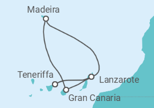 Reiseroute der Kreuzfahrt  Kanaren - Costa Kreuzfahrten