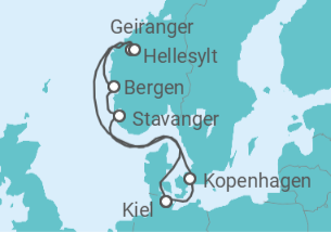 Reiseroute der Kreuzfahrt  Dänemark, Norwegen Alles Inklusive - Costa Kreuzfahrten