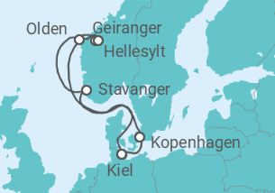 Reiseroute der Kreuzfahrt  Dänemark, Norwegen Alles Inklusive - Costa Kreuzfahrten