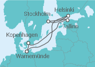 Reiseroute der Kreuzfahrt  Deutschland, Finnland, Schweden, Estland - MSC Cruises