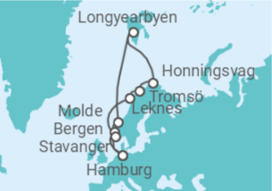 Reiseroute der Kreuzfahrt  Norwegen - MSC Cruises