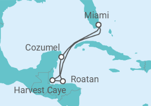 Reiseroute der Kreuzfahrt  Mexiko, Honduras - Oceania Cruises