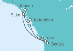 Reiseroute der Kreuzfahrt  Alaska - Oceania Cruises
